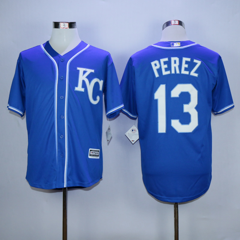 Men Kansas City Royals #13 Perez Blue MLB Jerseys